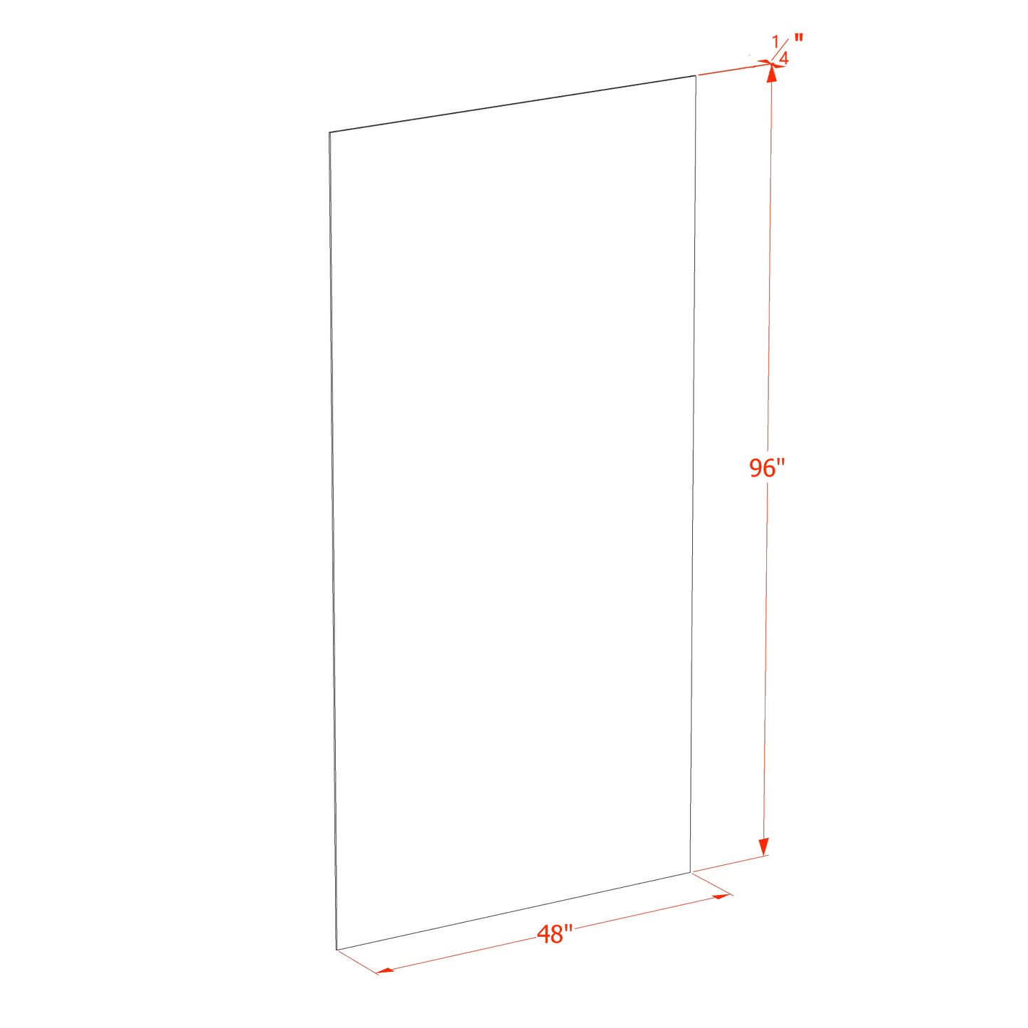 TW-BP4896-1/4: Creamy White Shaker 48"W x 96"H x 1/4"D Base End Skin Panel