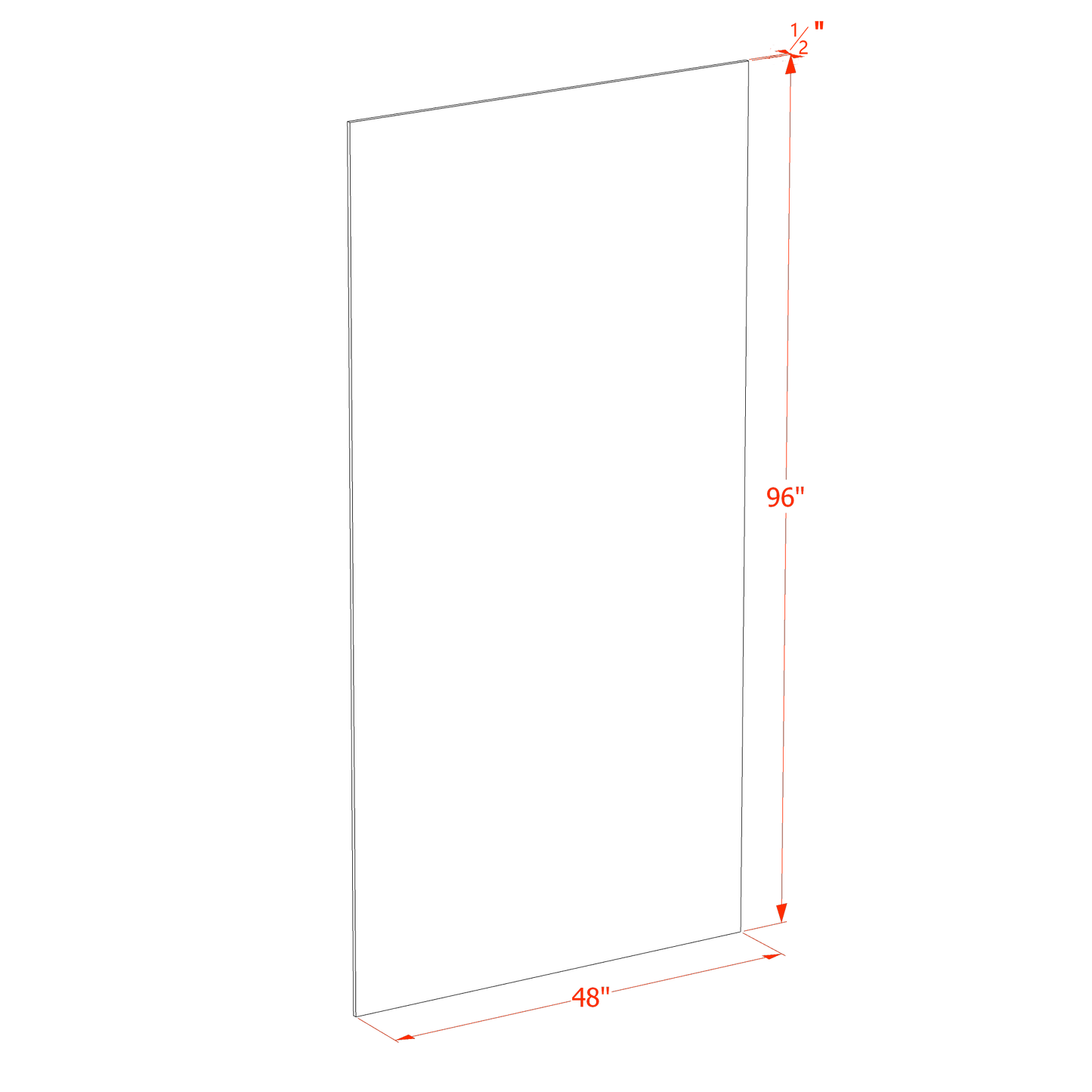 HF-BP4896-1/2: Frost White Shaker 48"W x 96"H x 1/2"D Base End Skin Panel