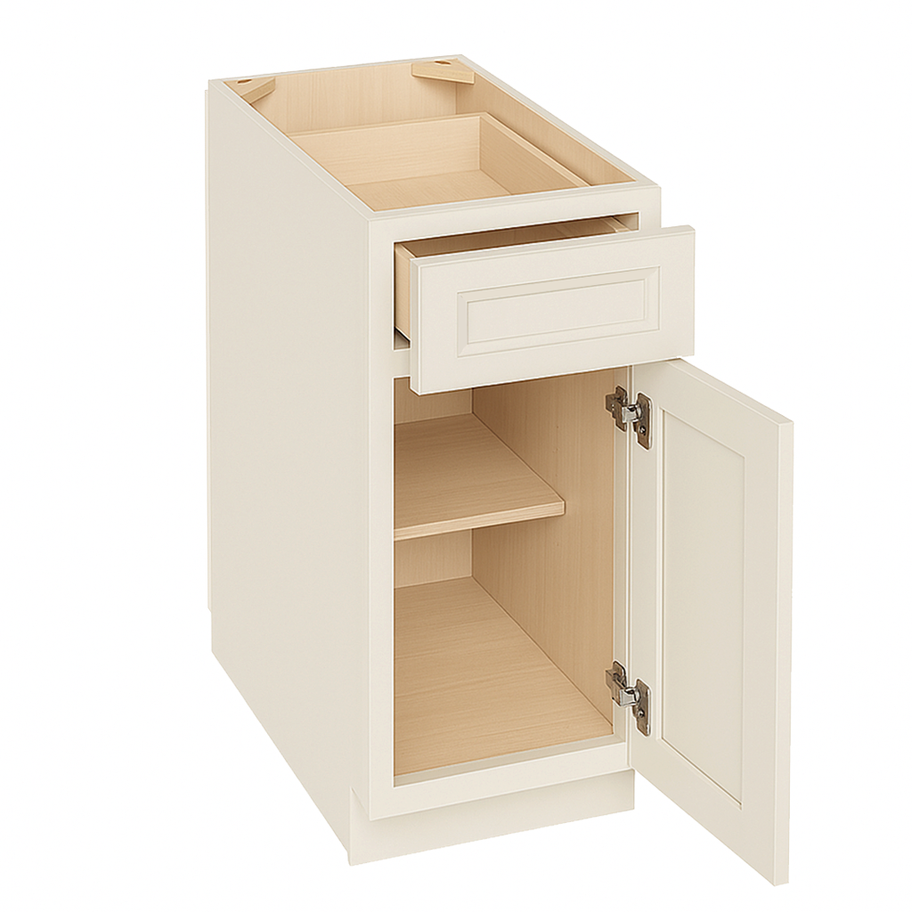 DI-B15: Dallas Ivory Shaker 15" 1 Drawer 1 Door Standard Base Cabinet