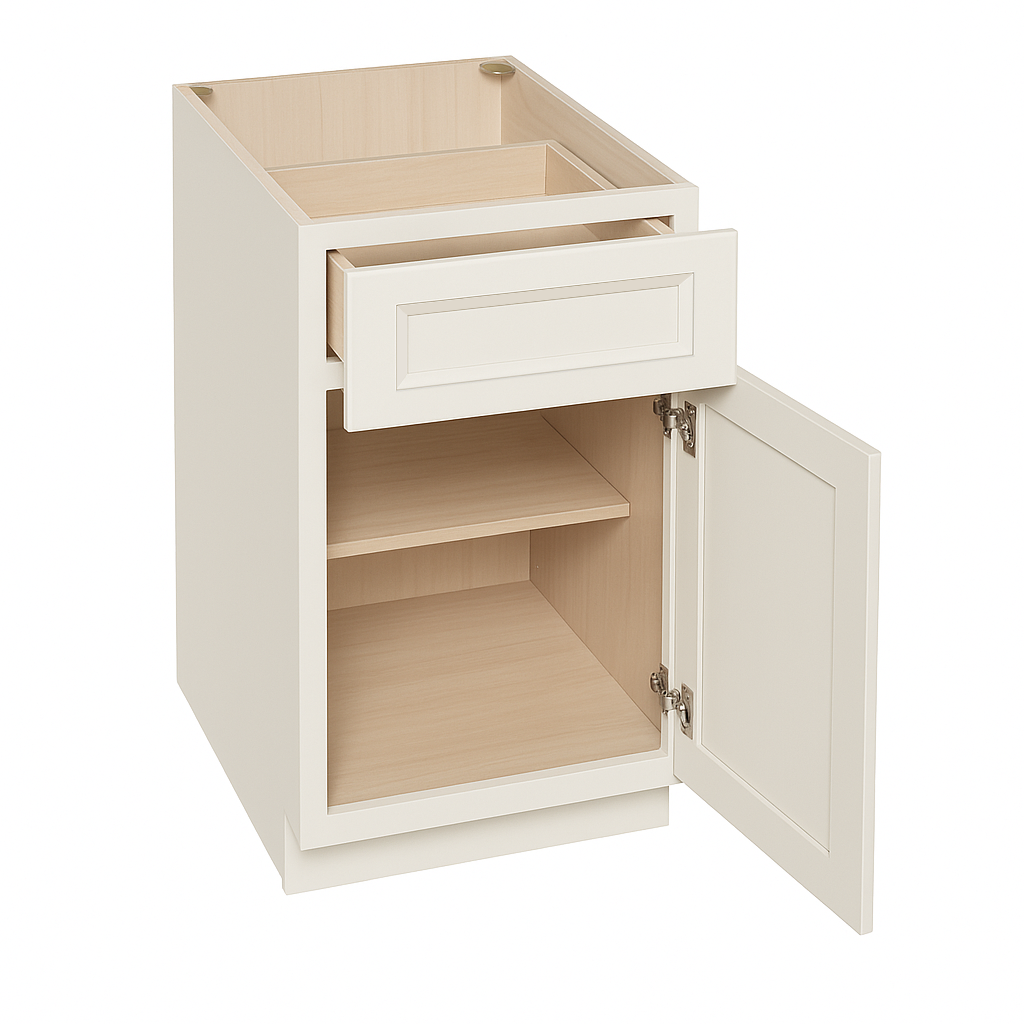 DI-B21: Dallas Ivory Shaker 21" 1 Drawer 1 Door Standard Base Cabinet