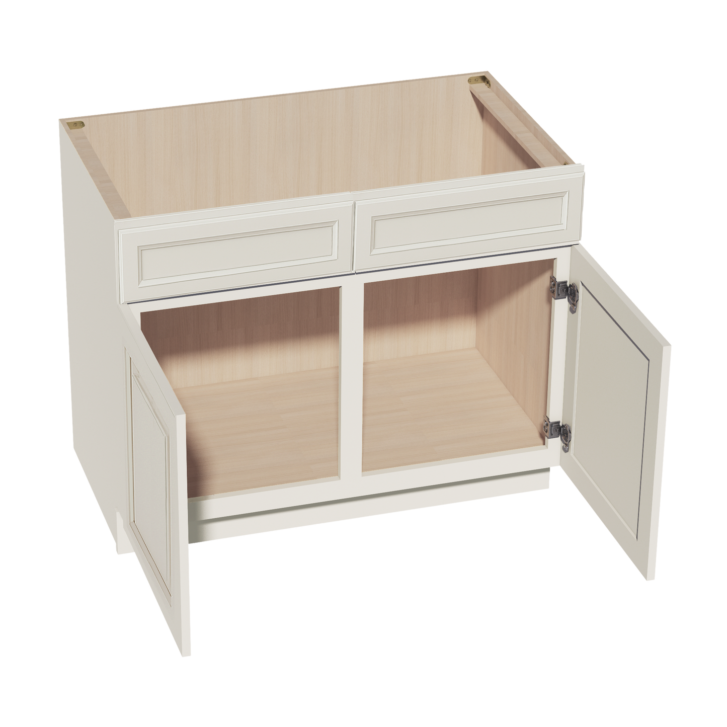 DI-SB42: Dallas Ivory Shaker 42" 2 Doors 2 False Drawers Sink Base Cabinet