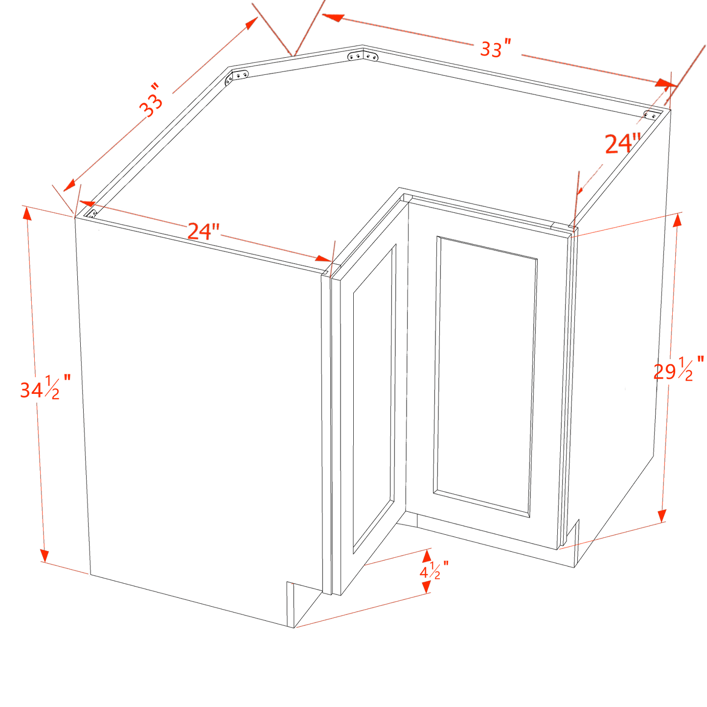 DI-LSB33: Dallas Ivory Shaker 33" 2 Doors Lazy Susan Corner Base Cabinet