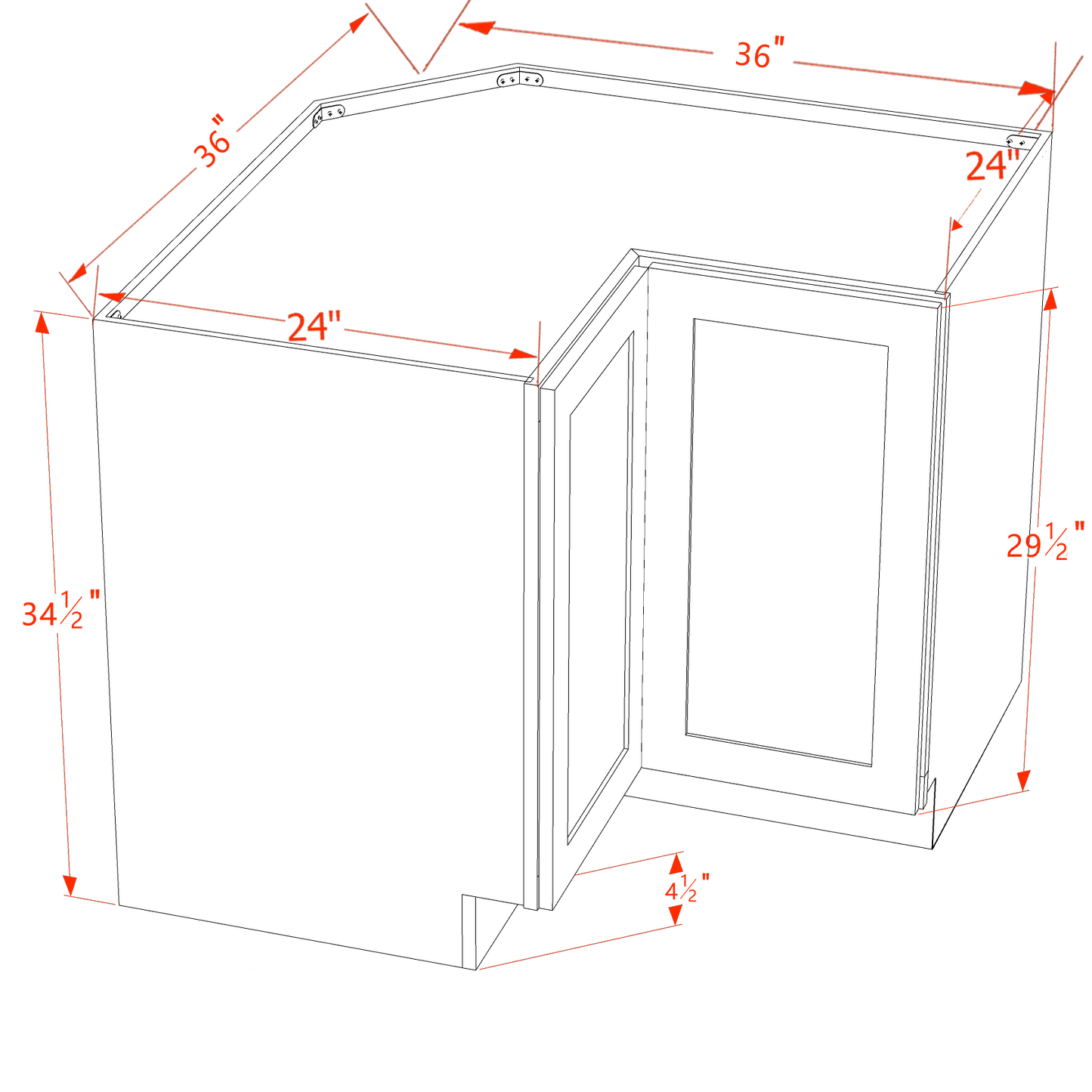 DI-LSB36: Dallas Ivory Shaker 36" 2 Doors Lazy Susan Corner Base Cabinet