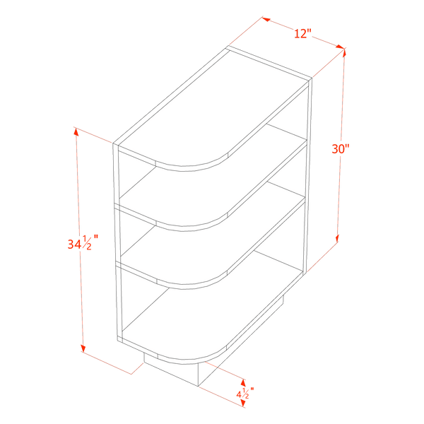 DI-BES12R: Dallas Ivory Shaker 12" 4 Shelves End Shelf Corner Base Cabinets (Right Open)