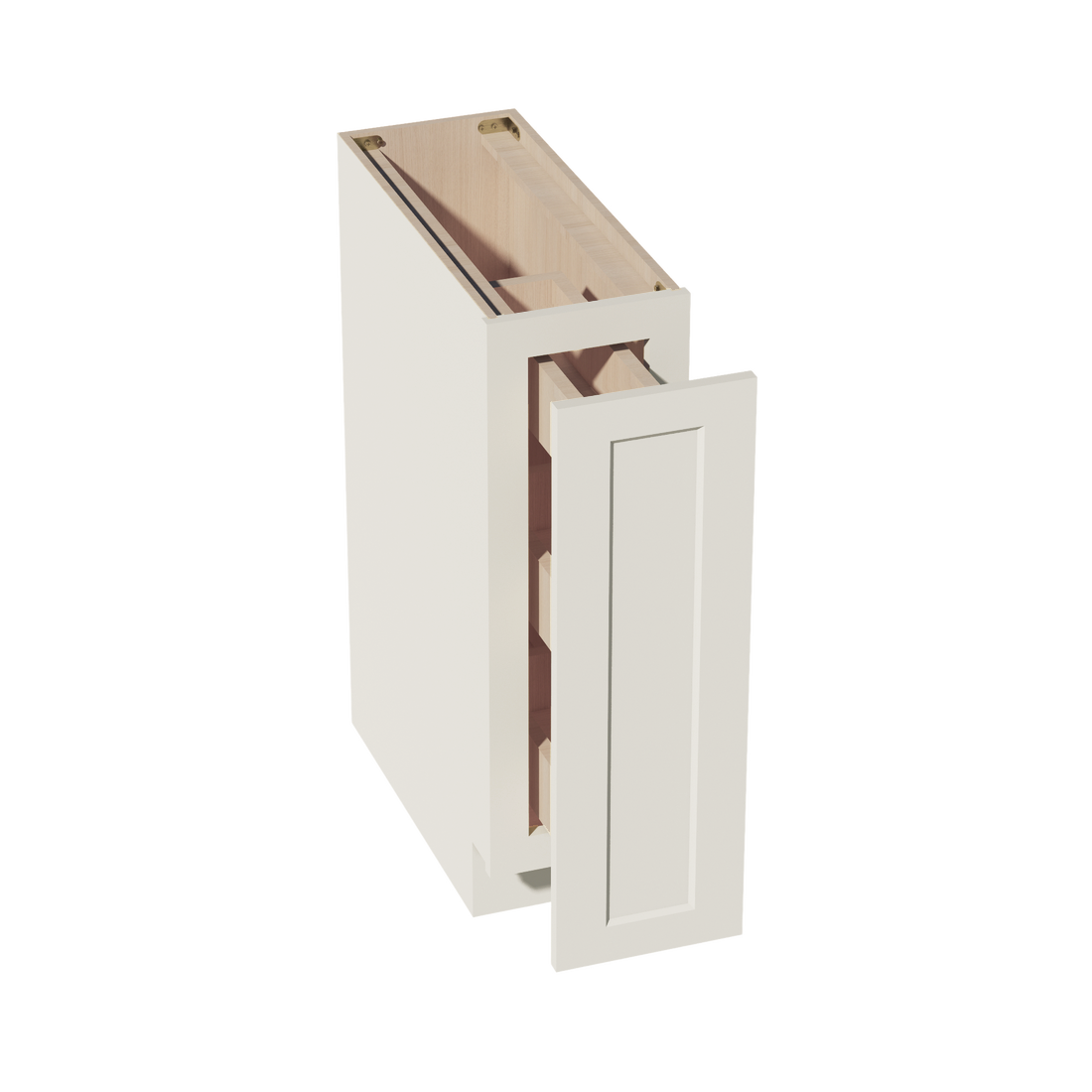 DI-BF09-PO: Dallas Ivory Shaker 09" Full Door Pull Out Spice Rack Base Cabinets