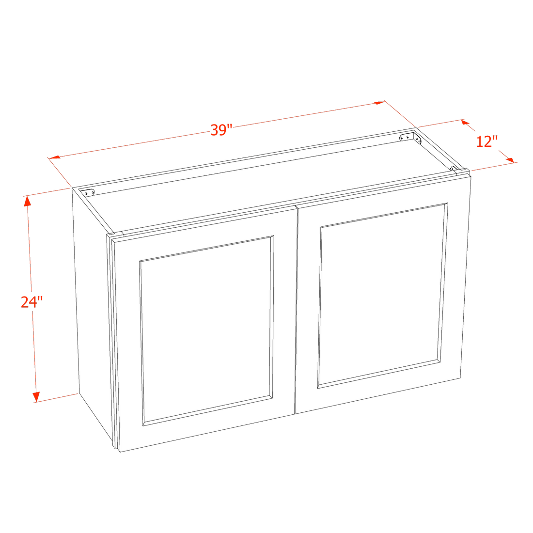 DI-W3924: Dallas Ivory Shaker 39"W x 24"H 2 Doors Standard Wall Bridge Cabinet