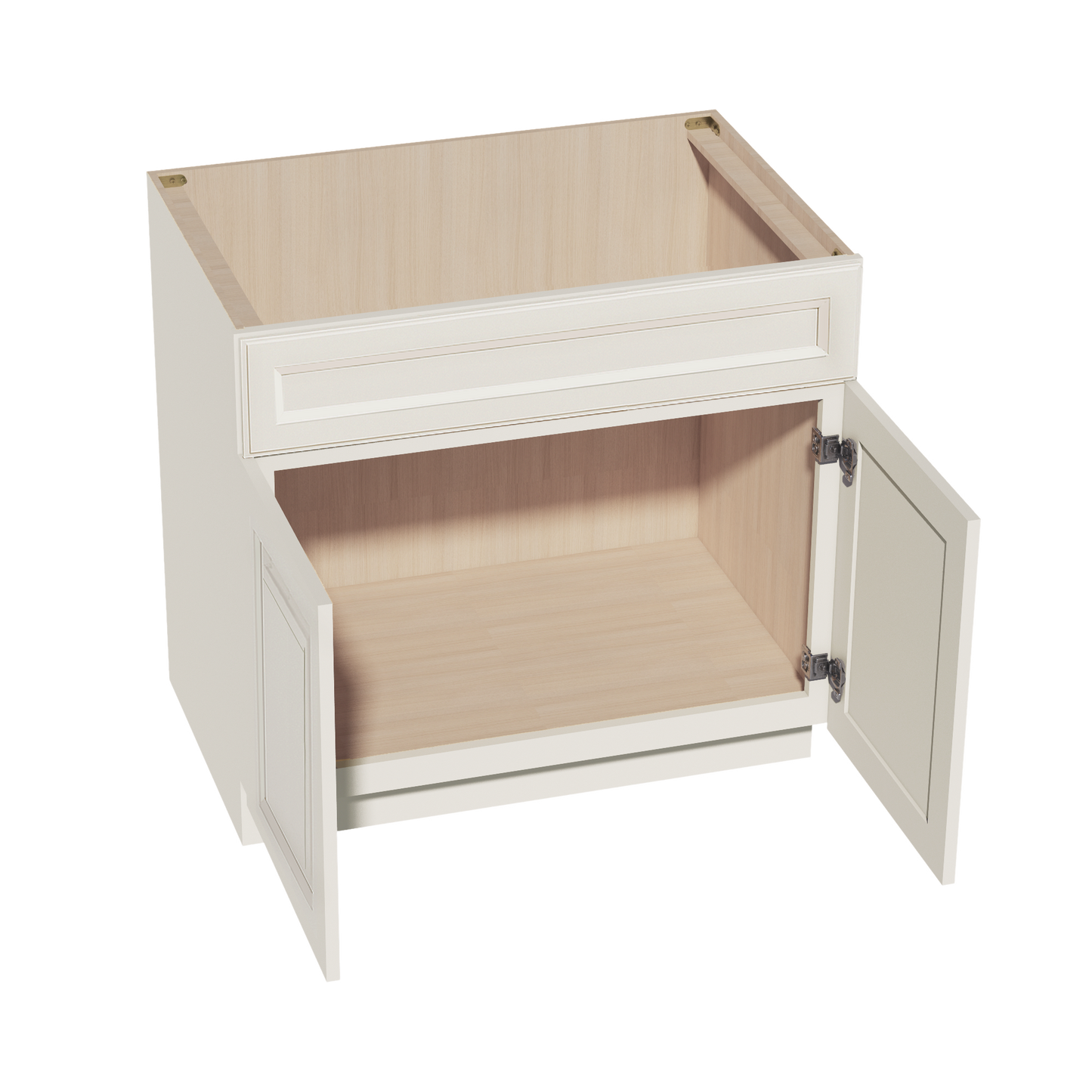 DI-SB36: Dallas Ivory Shaker 36" 2 Doors 1 False Drawer Sink Base Cabinet