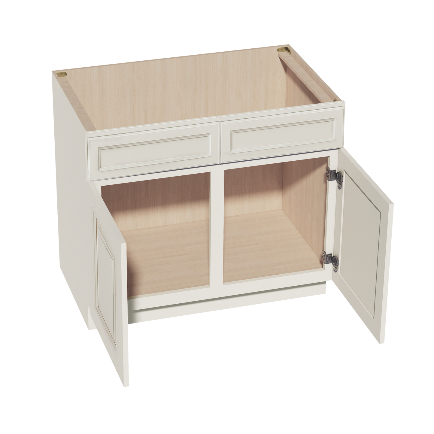DI-SB39: Dallas Ivory Shaker 39" 2 Doors 2 False Drawers Sink Base Cabinet