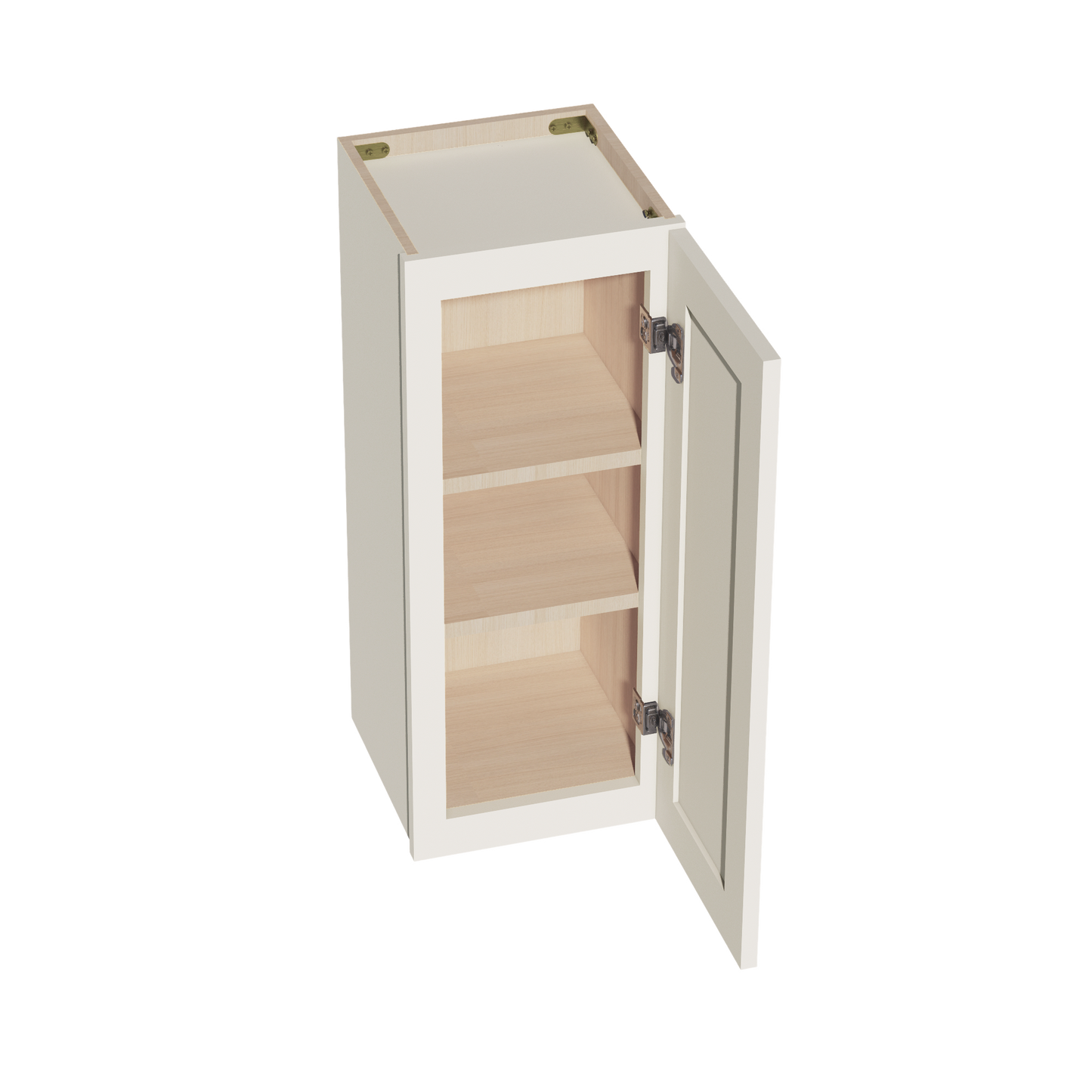 DI-W1230: Dallas Ivory Shaker 12"W x 30"H 1 Door & 2 Shelves Standard Wall Cabinet
