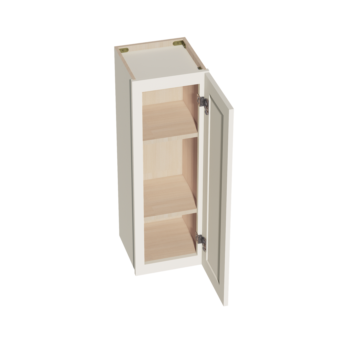 DI-W1236: Dallas Ivory Shaker 12"W x 36"H 1 Door & 2 Shelves Standard Wall Cabinet