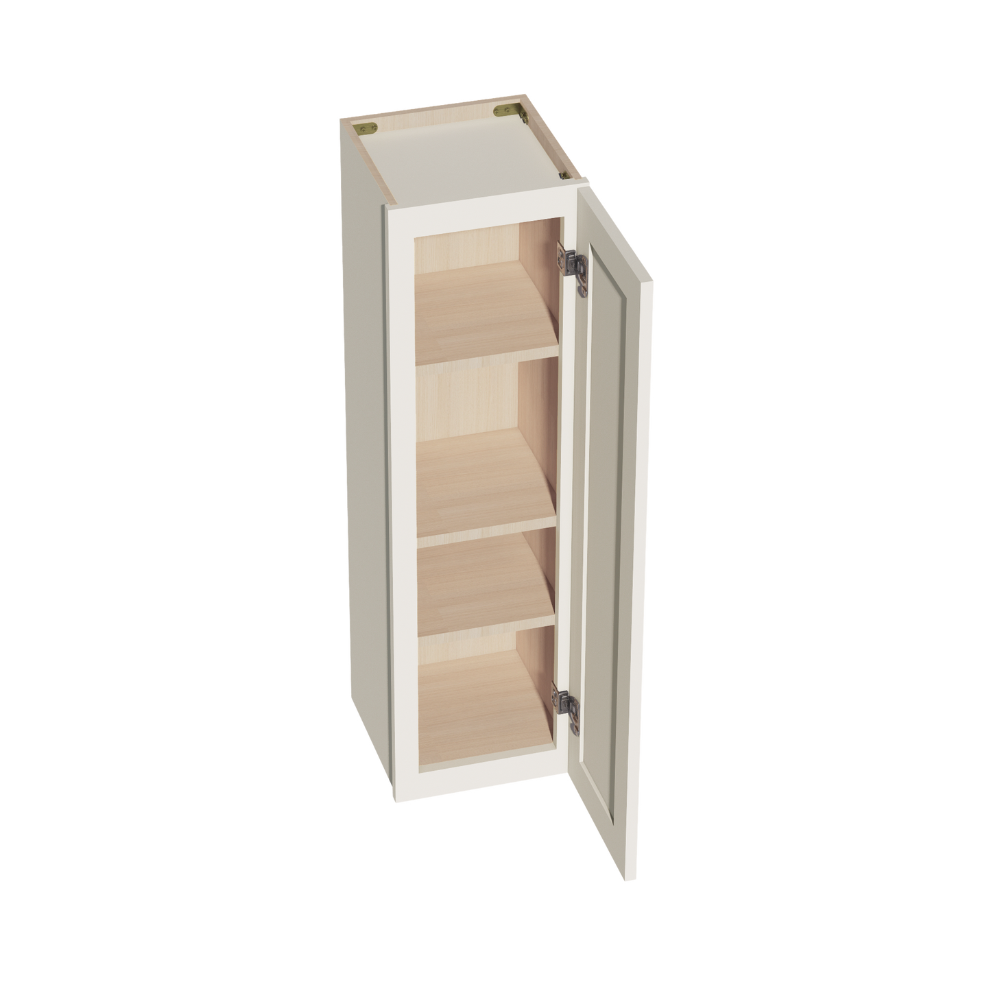 DI-W1242: Dallas Ivory Shaker 12"W x 42"H 1 Door & 3 Shelves Standard Wall Cabinet