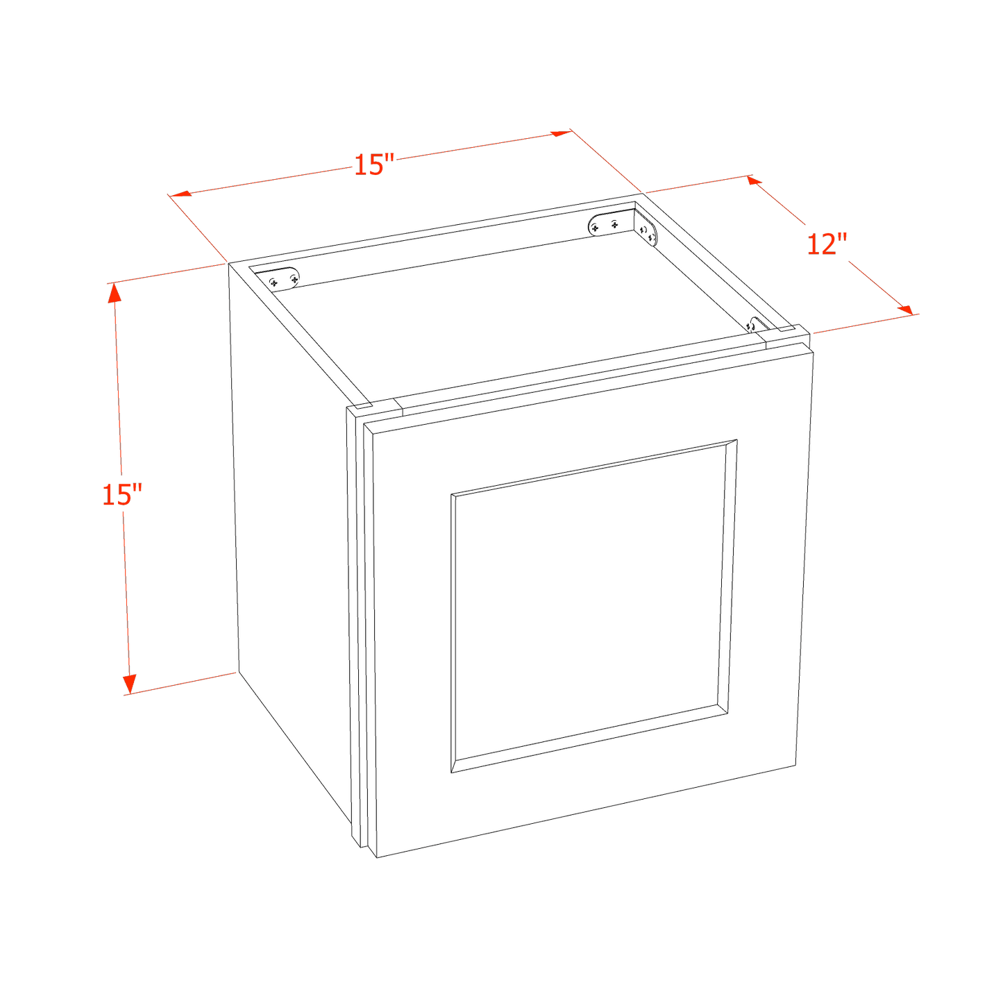 DI-W1515: Dallas Ivory Shaker 15"W x 15"H 1 Door Standard Wall Bridge Cabinet