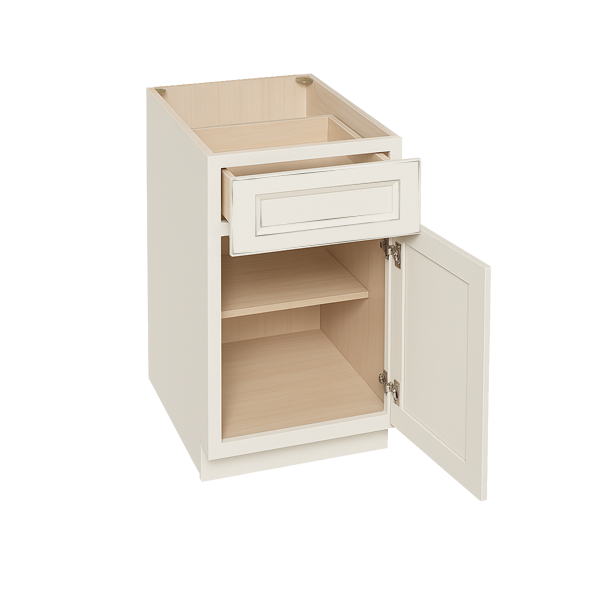 DI-B18: Dallas Ivory Shaker 18" 1 Drawer 1 Door Standard Base Cabinet