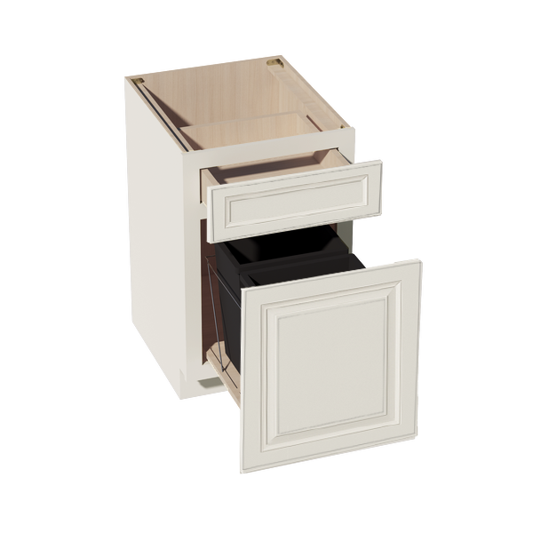DI-B18TR: Dallas Ivory Shaker 18" 1 Drawer Trash Pull Out Base Cabinet