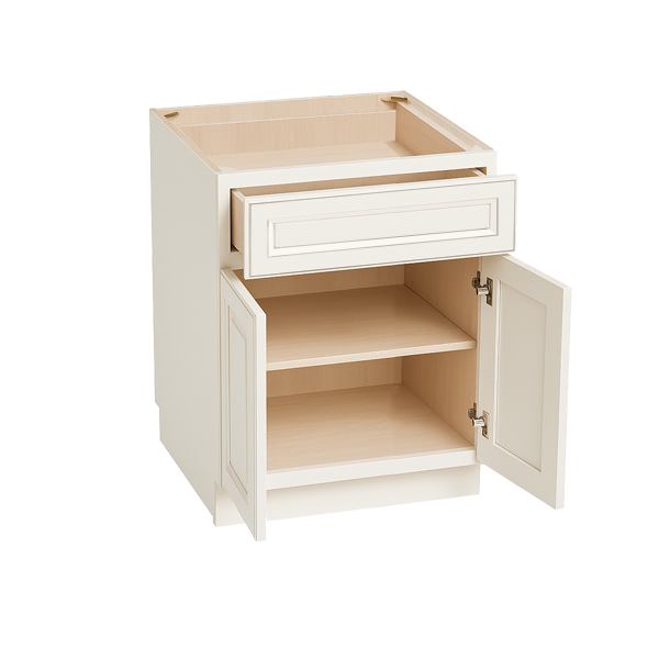 DI-B24: Dallas Ivory Shaker 24" 1 Drawer 2 Doors Standard Base Cabinet