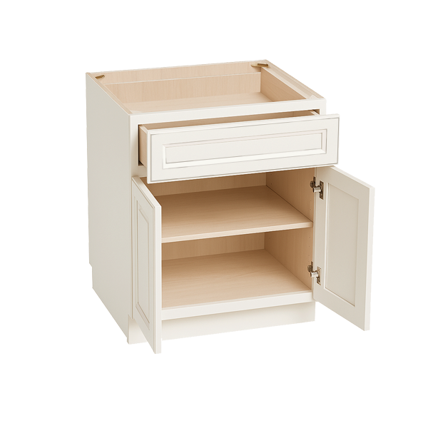 DI-B27: Dallas Ivory Shaker 27" 1 Drawer 2 Doors Standard Base Cabinet