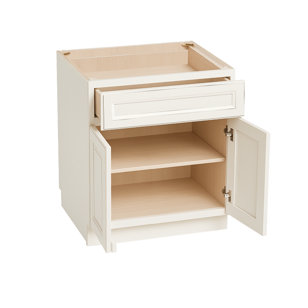DI-B30: Dallas Ivory Shaker 30" 1 Drawer 2 Door Standard Base Cabinet