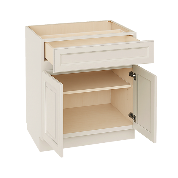 DI-B36: Dallas Ivory Shaker 36" 1 Drawer 2 Doors Standard Base Cabinet