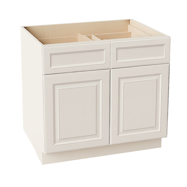DI-B39: Dallas Ivory Shaker 39" 2 Drawers 2 Doors Standard Base Cabinet