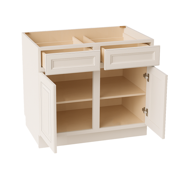 DI-B39: Dallas Ivory Shaker 39" 2 Drawers 2 Doors Standard Base Cabinet