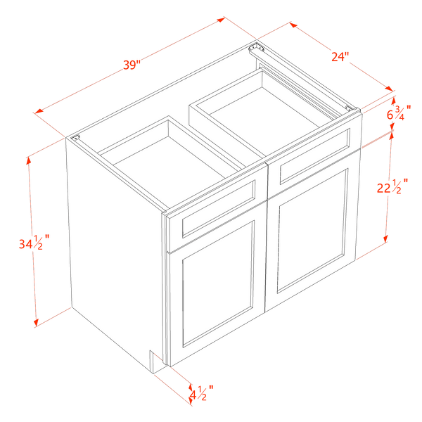 DI-B39: Dallas Ivory Shaker 39" 2 Drawers 2 Doors Standard Base Cabinet