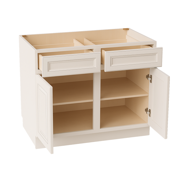 DI-B42: Dallas Ivory Shaker 42" 2 Drawers 2 Doors Standard Base Cabinet