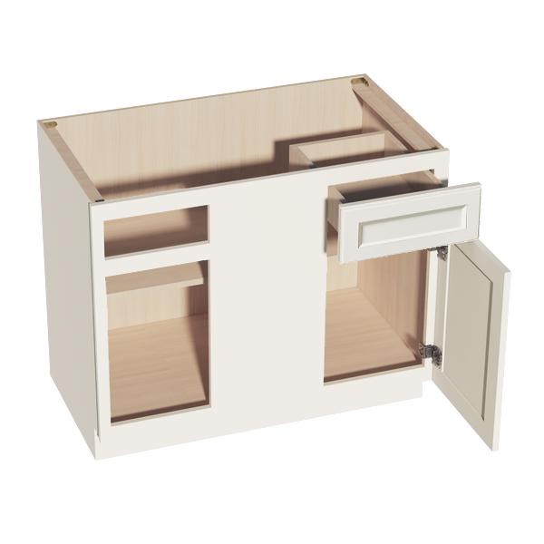 DI-BBC42/45: Dallas Ivory Shaker 42" 1 Door - 1 Drawer Blind Corner Base Cabinets