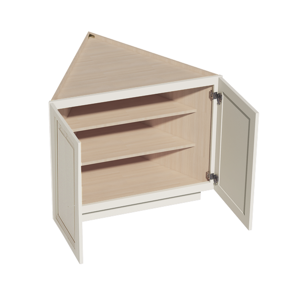 DI-BEC24: Dallas Ivory Shaker 24" 2 Full Height Door Angled End Base Cabinets