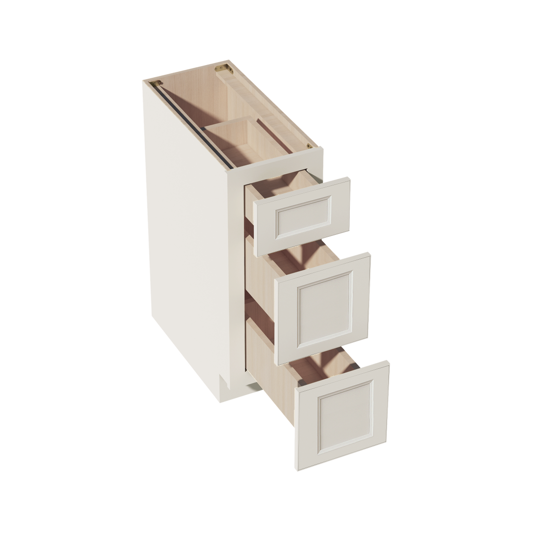 DI-DB12: Dallas Ivory Shaker 12" 3 Drawers Base Cabinet