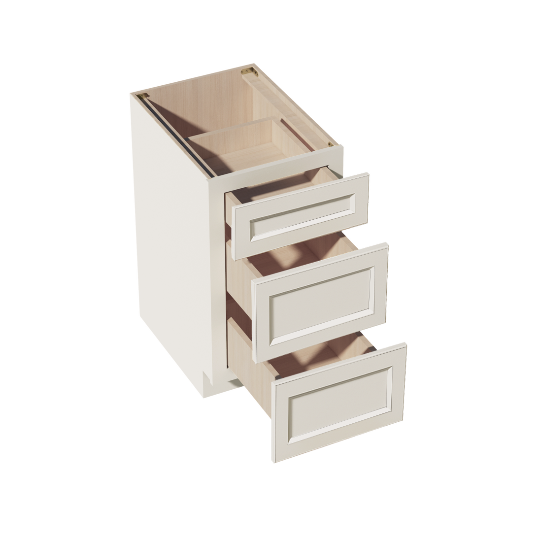 DI-DB18: Dallas Ivory Shaker 18" 3 Drawers Base Cabinet
