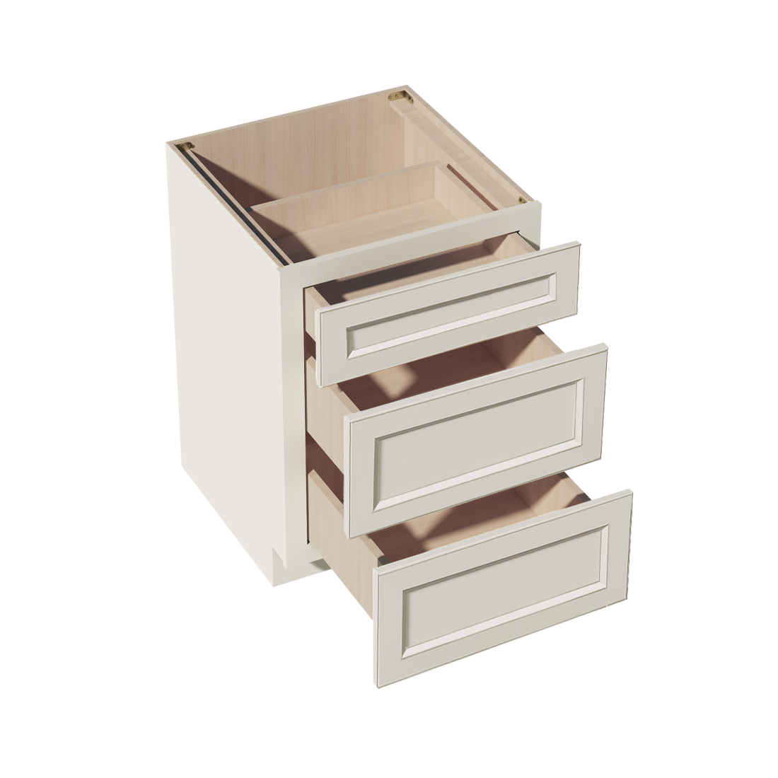 DI-DB24: Dallas Ivory Shaker 24" 3 Drawers Base Cabinet