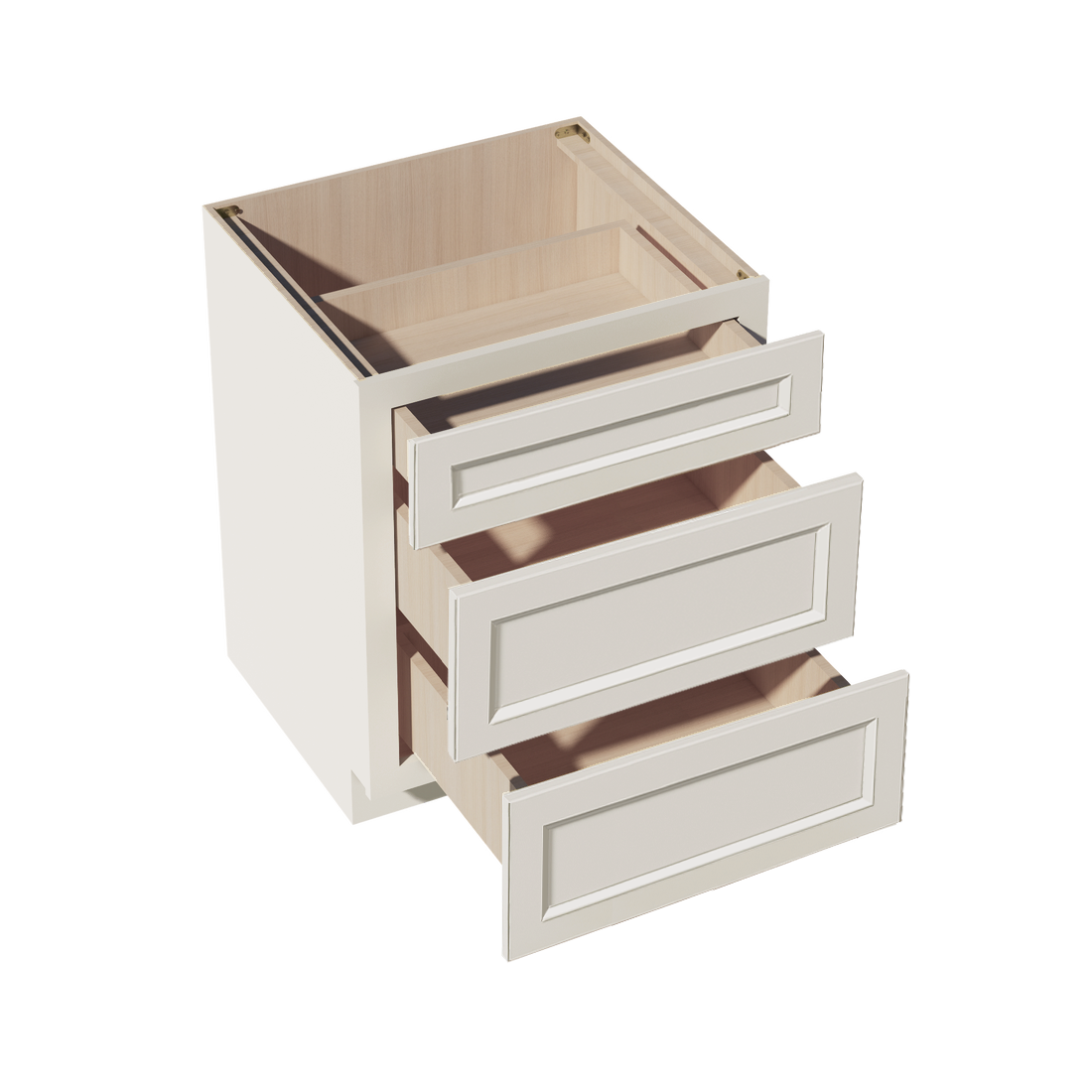 DI-DB27: Dallas Ivory Shaker 27" 3 Drawers Base Cabinet