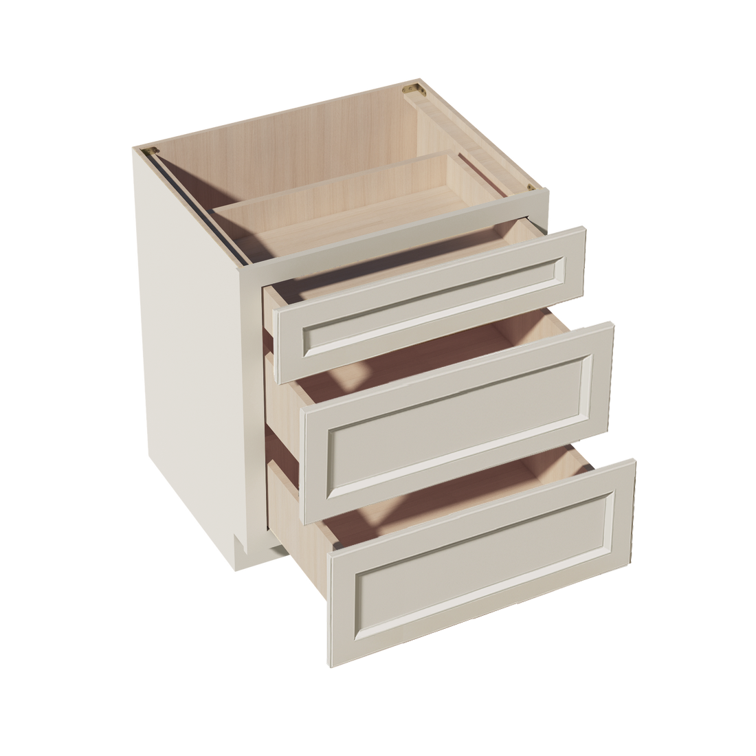 DI-DB30: Dallas Ivory Shaker 30" 3 Drawers Base Cabinet
