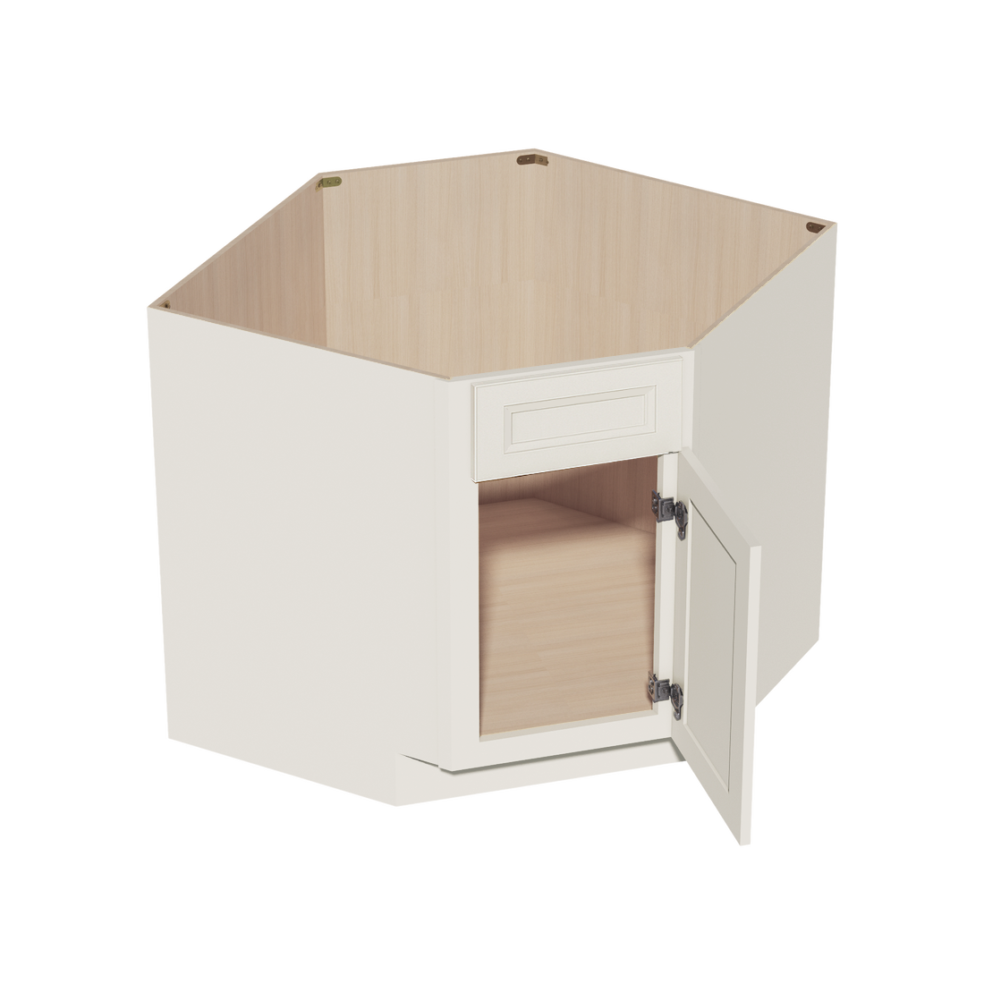 DI-DSB36: Dallas Ivory Shaker 36" 1 Door 1 False Drawer Corner Sink Base Cabinets