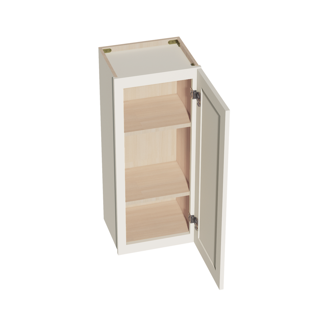 DI-W1536: Dallas Ivory Shaker 15"W x 36"H 1 Door & 2 Shelves Standard Wall Cabinet