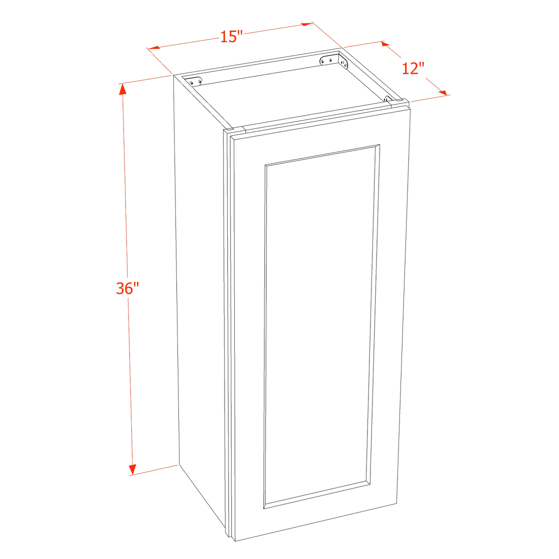 DI-W1536: Dallas Ivory Shaker 15"W x 36"H 1 Door & 2 Shelves Standard Wall Cabinet