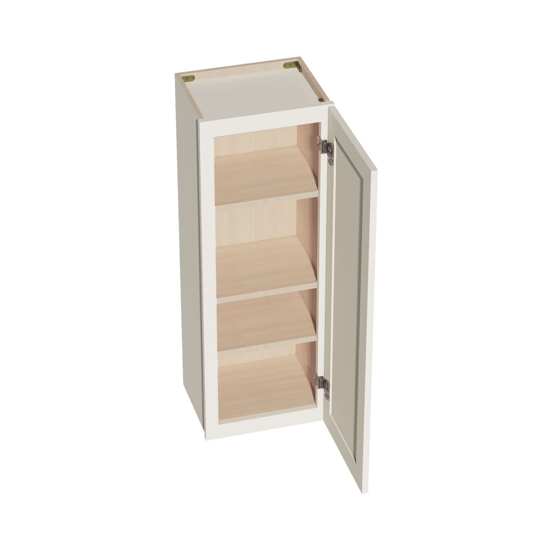 DI-W1542: Dallas Ivory Shaker 15"W x 42"H 1 Door & 3 Shelves Standard Wall Cabinet