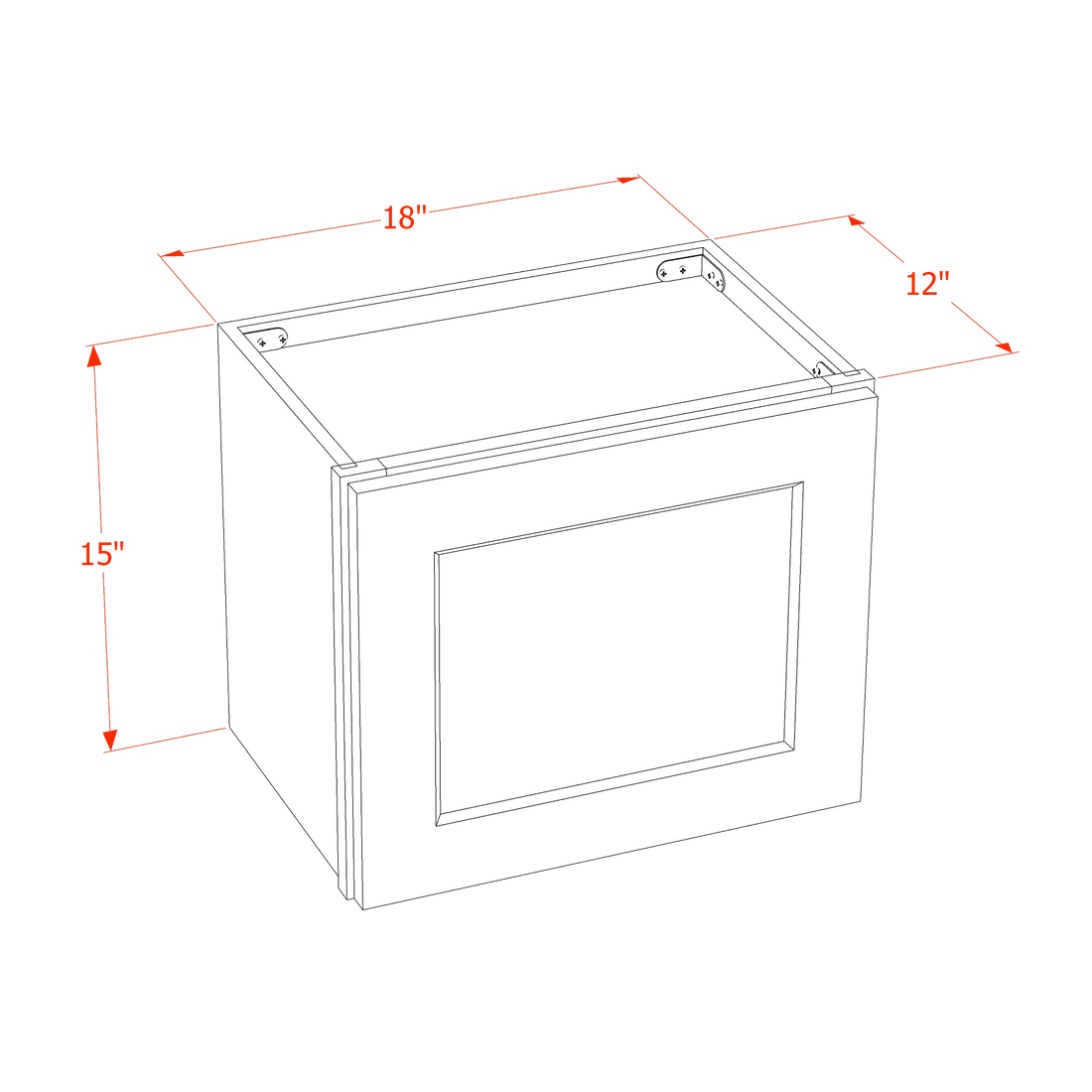 DI-W1815: Dallas Ivory Shaker 18"W x 15"H 1 Door Standard Wall Bridge Cabinet