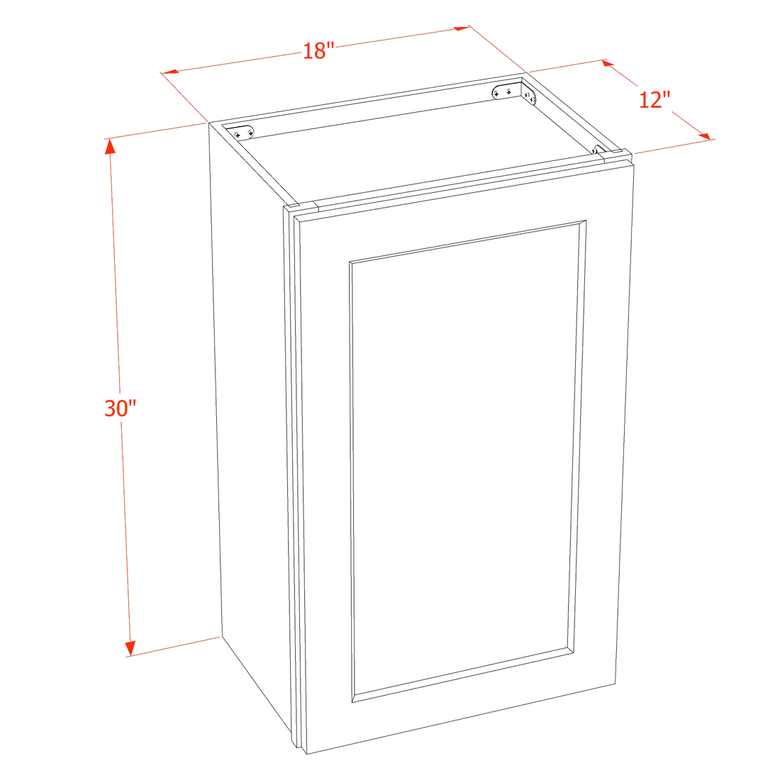 DI-W1830: Dallas Ivory Shaker 18"W x 30"H 1 Door & 2 Shelves Standard Wall Cabinet