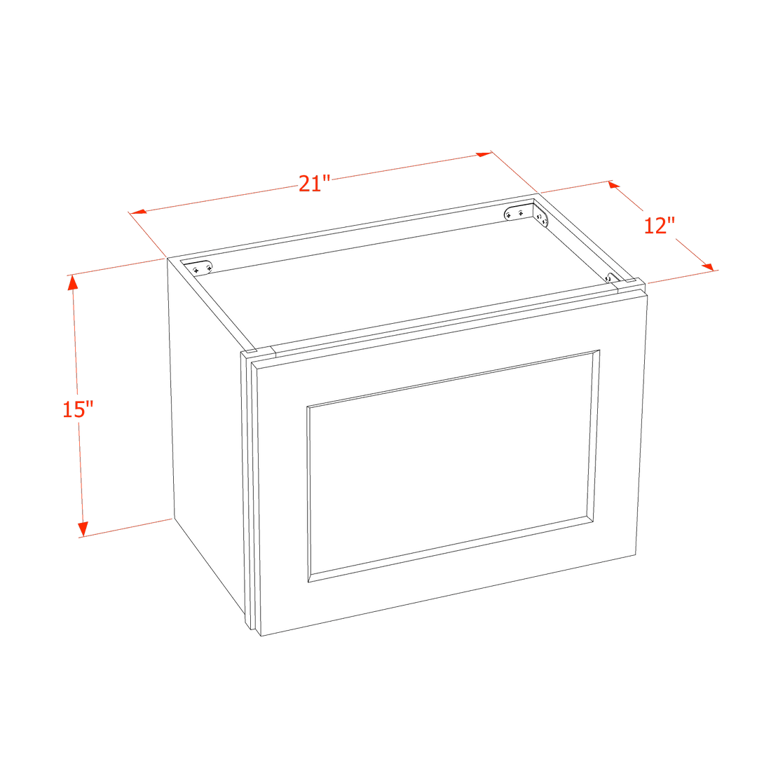DI-W2115: Dallas Ivory Shaker 21"W x 15"H 1 Door Standard Wall Bridge Cabinet