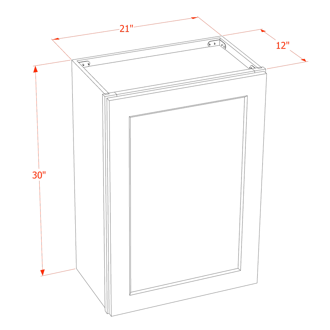 DI-W2130: Dallas Ivory Shaker 21"W x 30"H 1 Door & 2 Shelves Standard Wall Cabinet