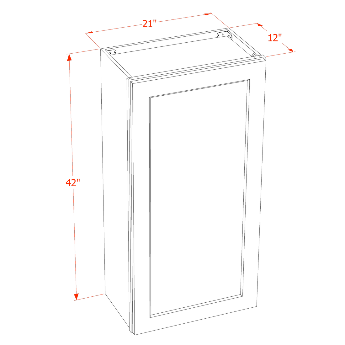 DI-W2142: Dallas Ivory Shaker 21"W x 42"H 1 Door & 3 Shelves Standard Wall Cabinet