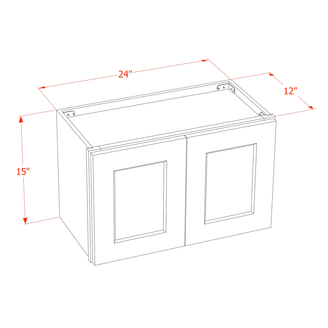 DI-W2415: Dallas Ivory Shaker 24"W x 15"H 2 Doors Standard Wall Bridge Cabinet