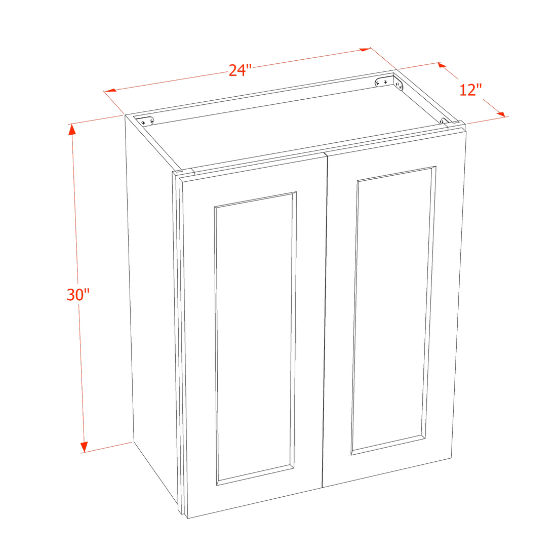 DI-W2430: Dallas Ivory Shaker 24"W x 30"H 2 Doors & 2 Shelves Standard Wall Cabinet