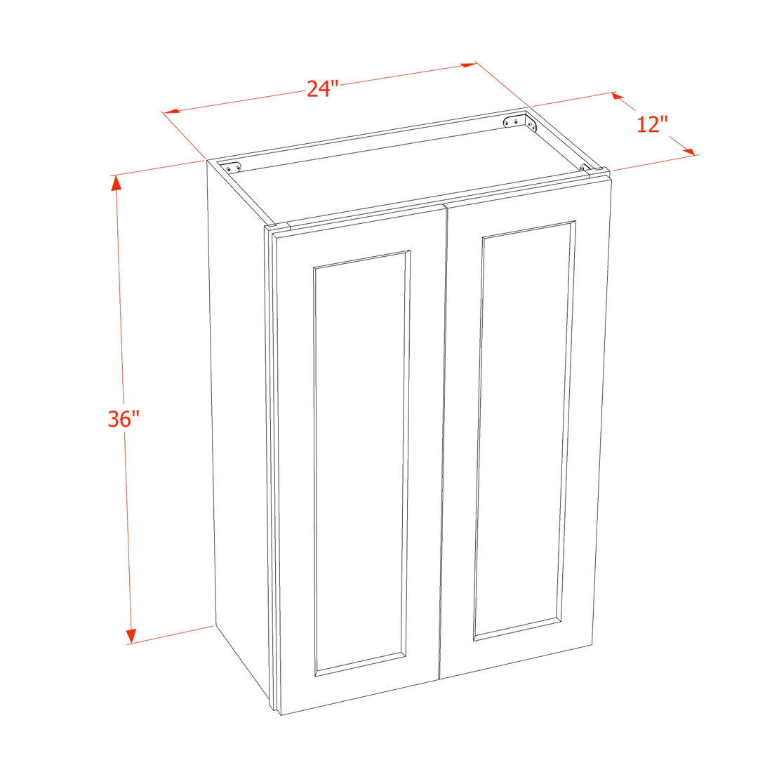 DI-W2436: Dallas Ivory Shaker 24"W x 36"H 2 Doors & 2 Shelves Standard Wall Cabinet