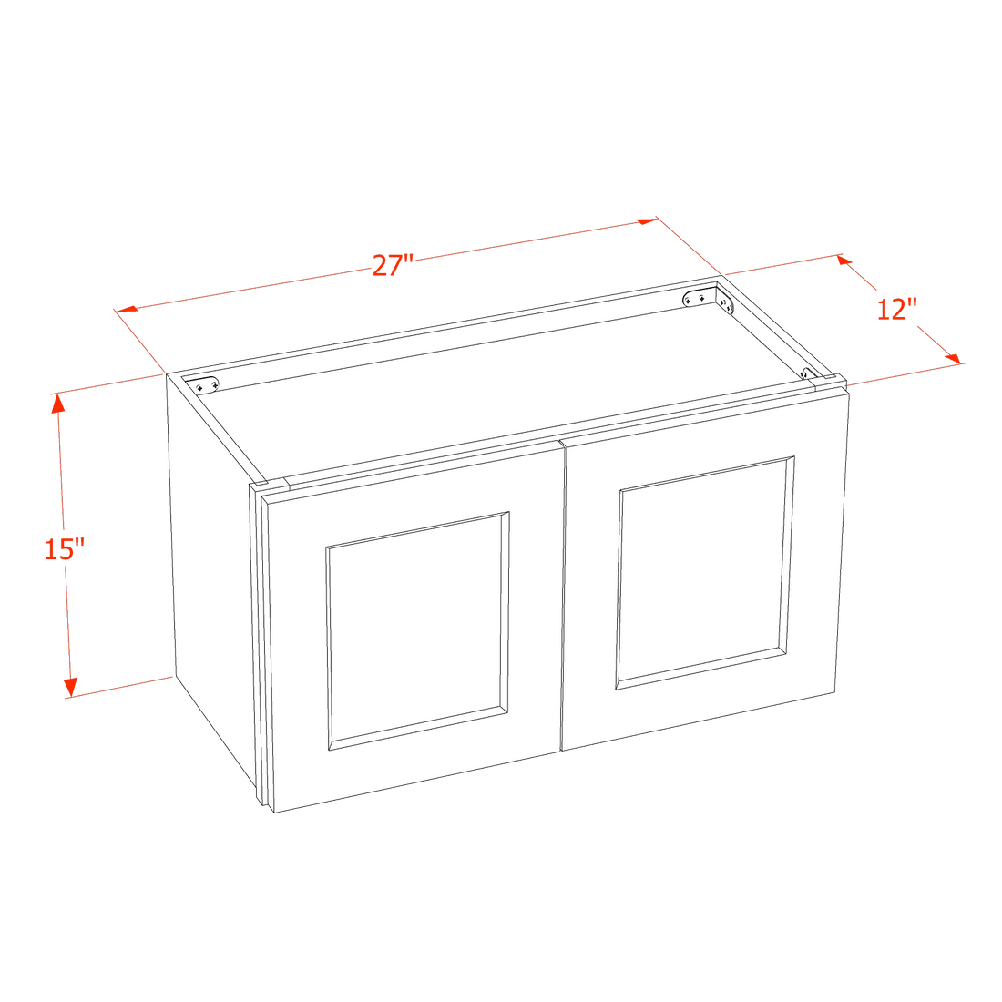DI-W2715: Dallas Ivory Shaker 27"W x 15"H 2 Doors Standard Wall Bridge Cabinet