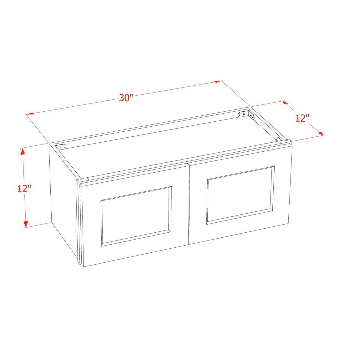DI-W3012: Dallas Ivory Shaker 30"W x 12"H 2 Doors Standard Wall Bridge Cabinet