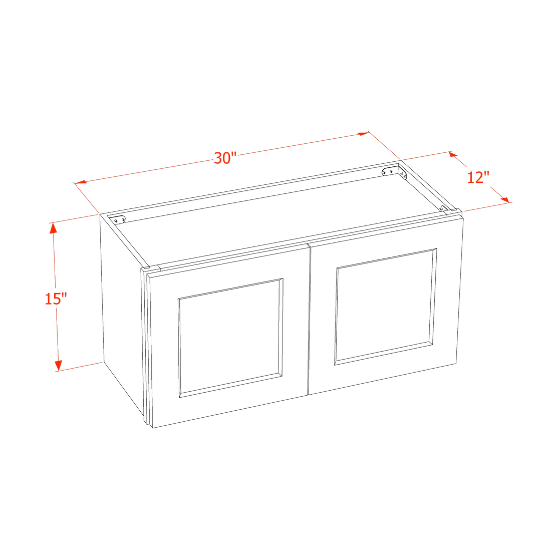 DI-W3015: Dallas Ivory Shaker 30"W x 15"H 2 Doors Standard Wall Bridge Cabinet