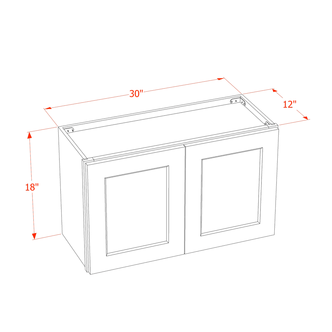 DI-W3018: Dallas Ivory Shaker 30"W x 18"H 2 Doors Standard Wall Bridge Cabinet
