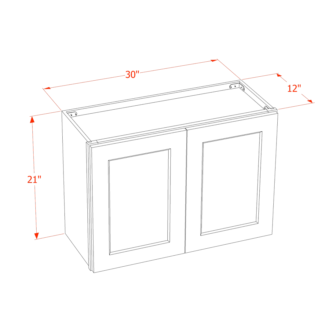 DI-W3021: Dallas Ivory Shaker 30"W x 21"H 2 Doors Standard Wall Bridge Cabinet